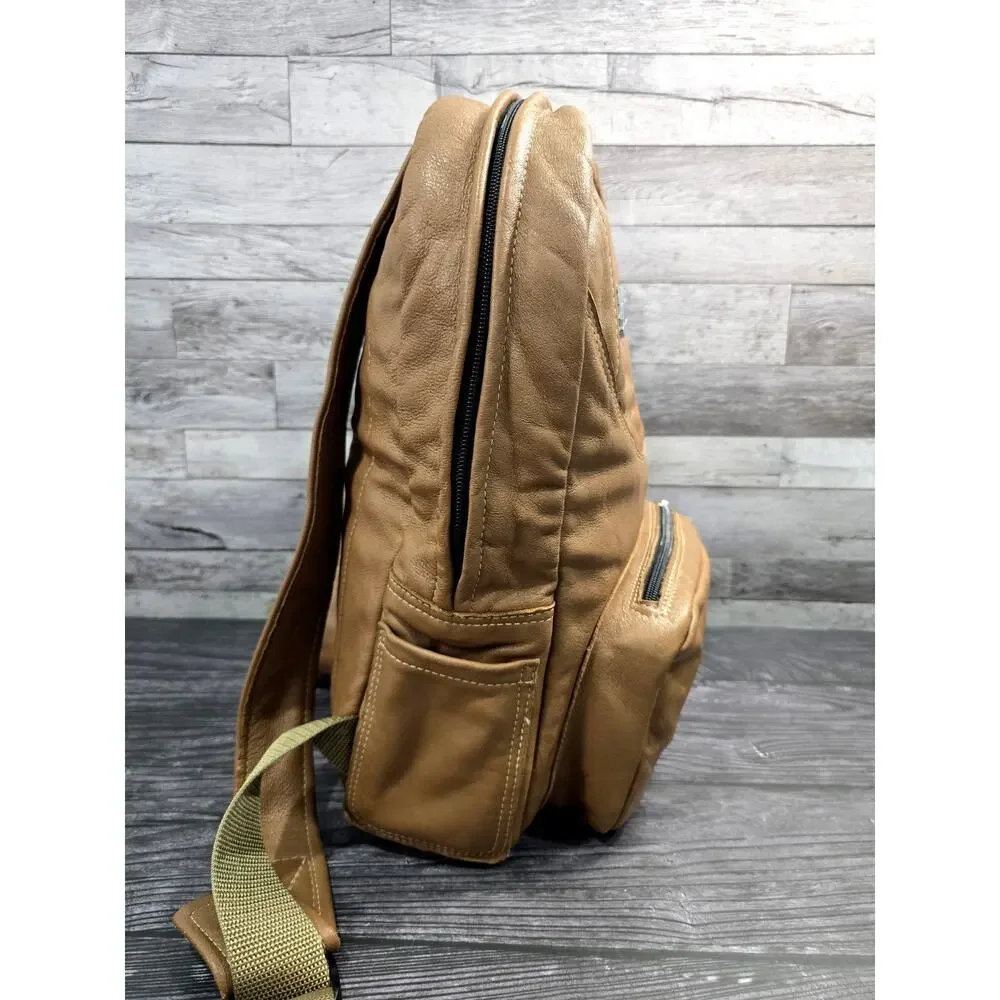 Custom One-of-a-Kind Triumph Moto & Auto Leather Backpack - Vintage Badges